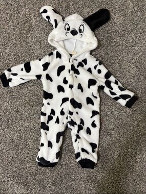 Amazon Dalmatian Hooded Fleece One-Piece - White & Black